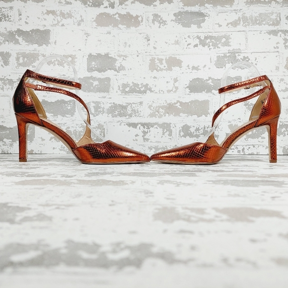 New 27 Edit Abilyn Naturalizer Brown Leather Ankle Strap Pointed Toe Pump B494 - Picture 7 of 15